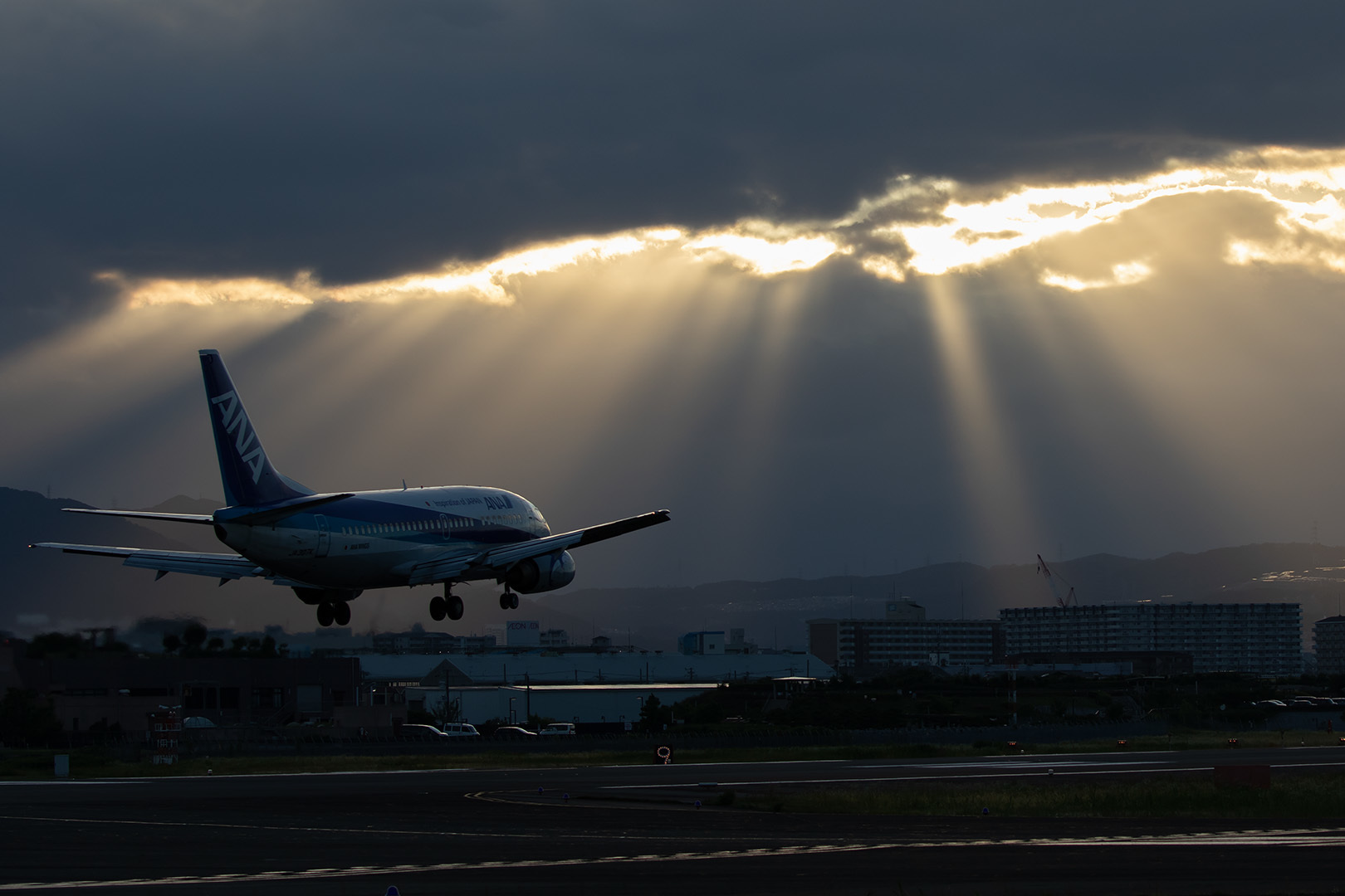 飛行機 光芒 （伊丹空港　千里川）_a0003166_00383580.jpg