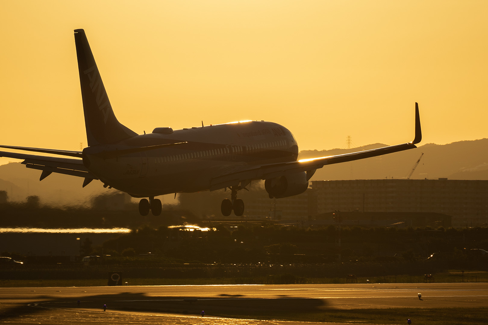 飛行機 夕焼け（伊丹空港 千里川）_a0003166_00444162.jpg