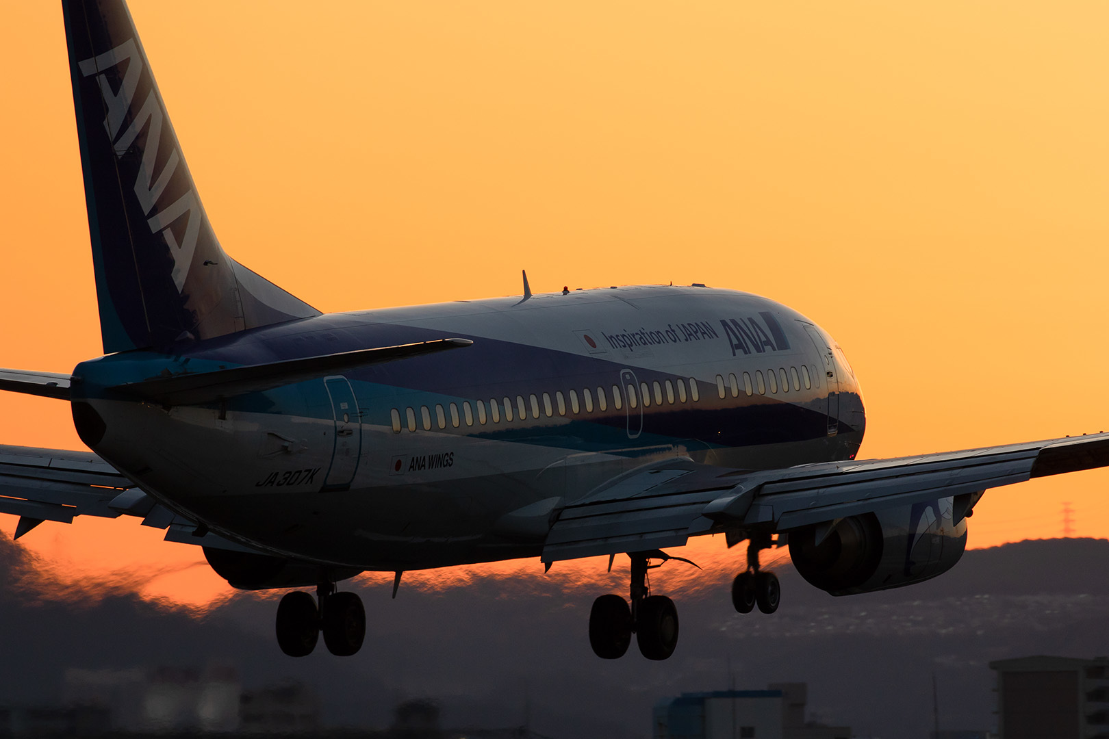 飛行機 夕焼け（伊丹空港 千里川）_a0003166_00444270.jpg