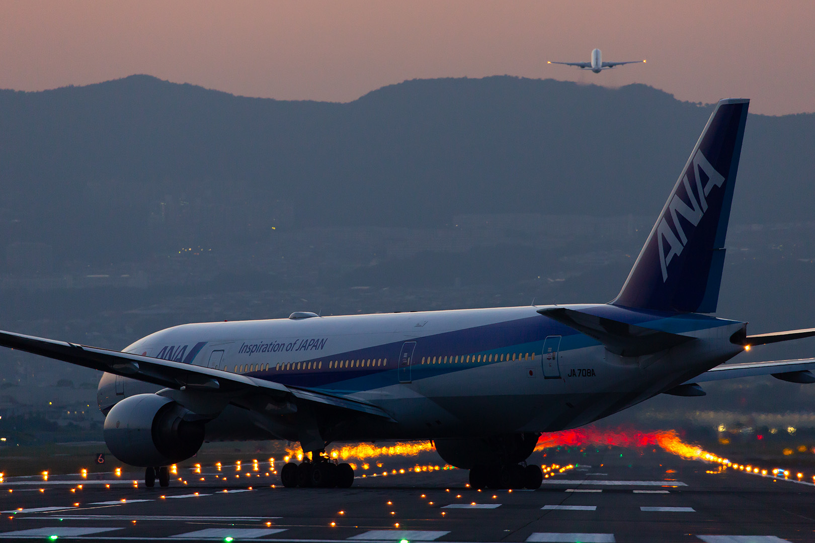 飛行機 夕焼け（伊丹空港 千里川）_a0003166_12530439.jpg
