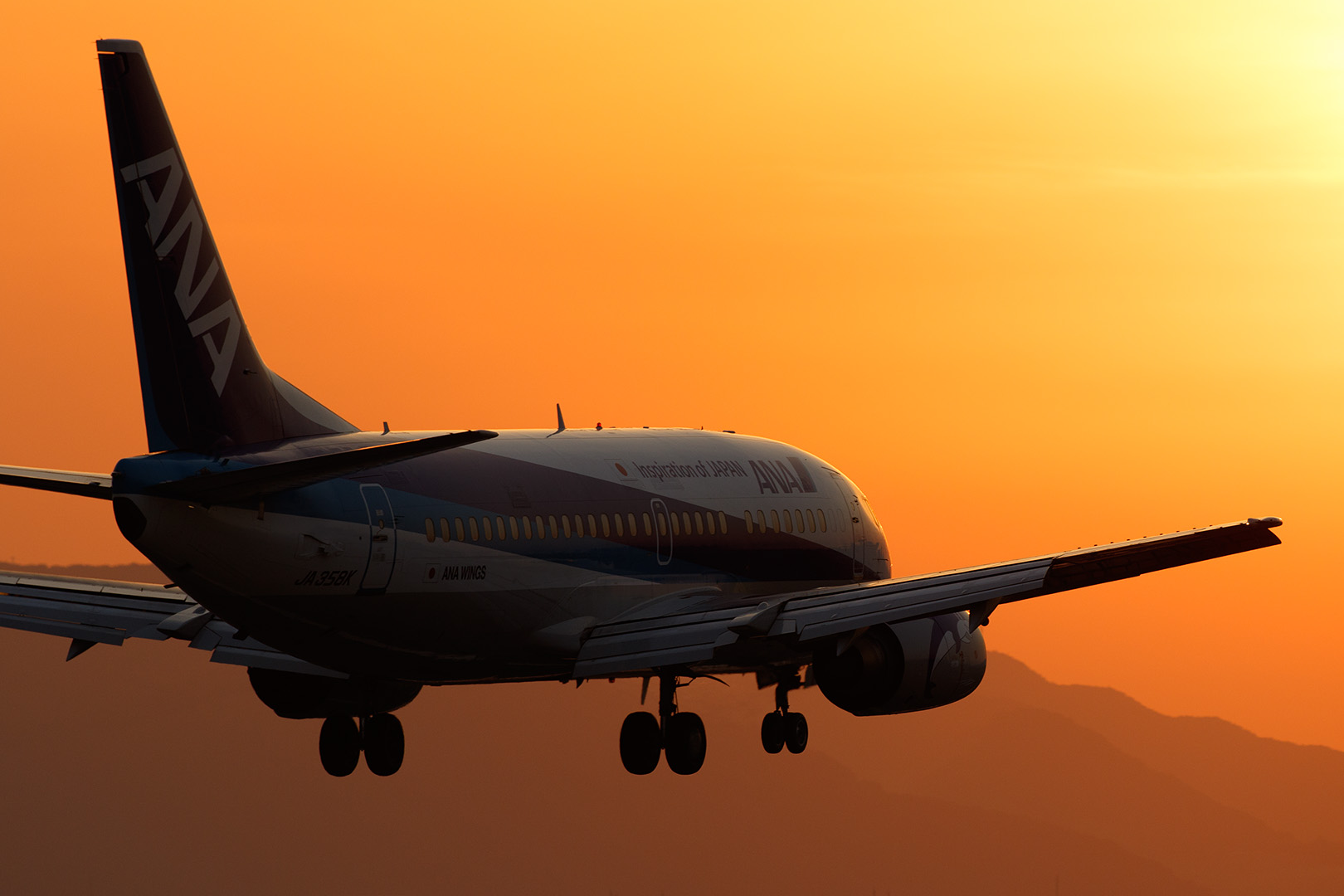 飛行機　夕焼け （伊丹空港 千里川）_a0003166_1646086.jpg