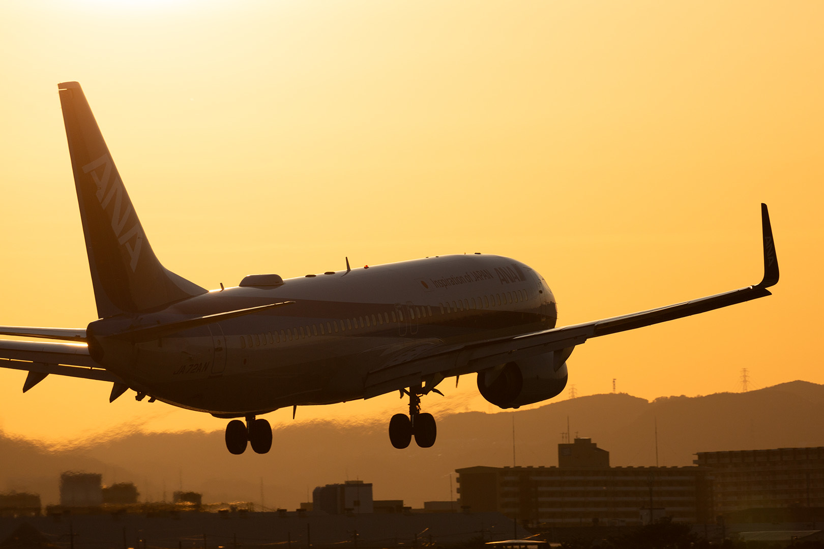 夕焼け 飛行機 （大阪空港 伊丹空港 千里川）_a0003166_19312337.jpg