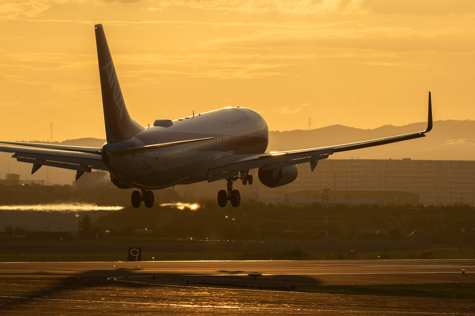 飛行機 夕焼け（大阪空港 千里川）_a0003166_23042952.jpg