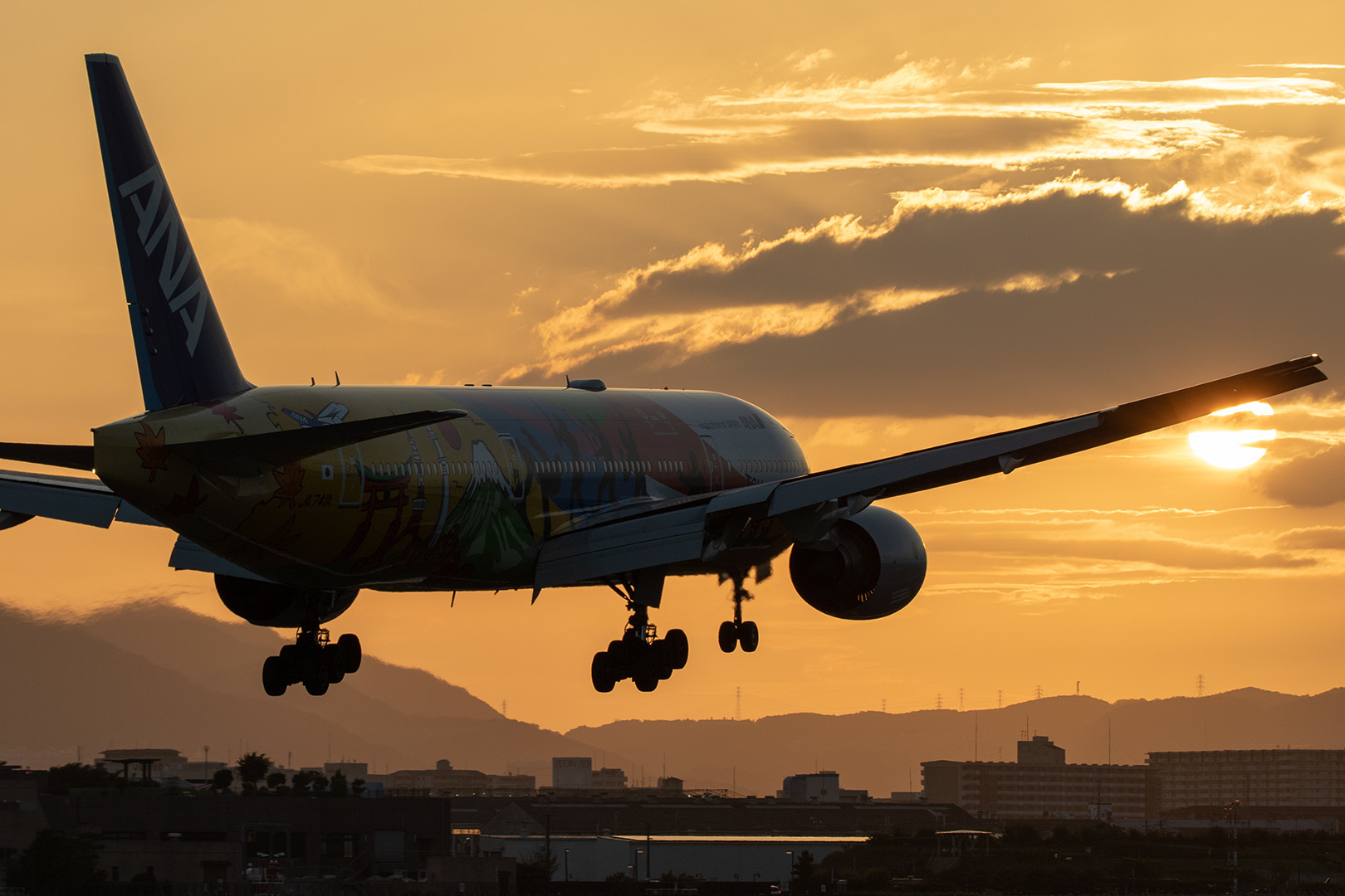 飛行機 夕焼け（大阪空港 千里川）_a0003166_23043086.jpg