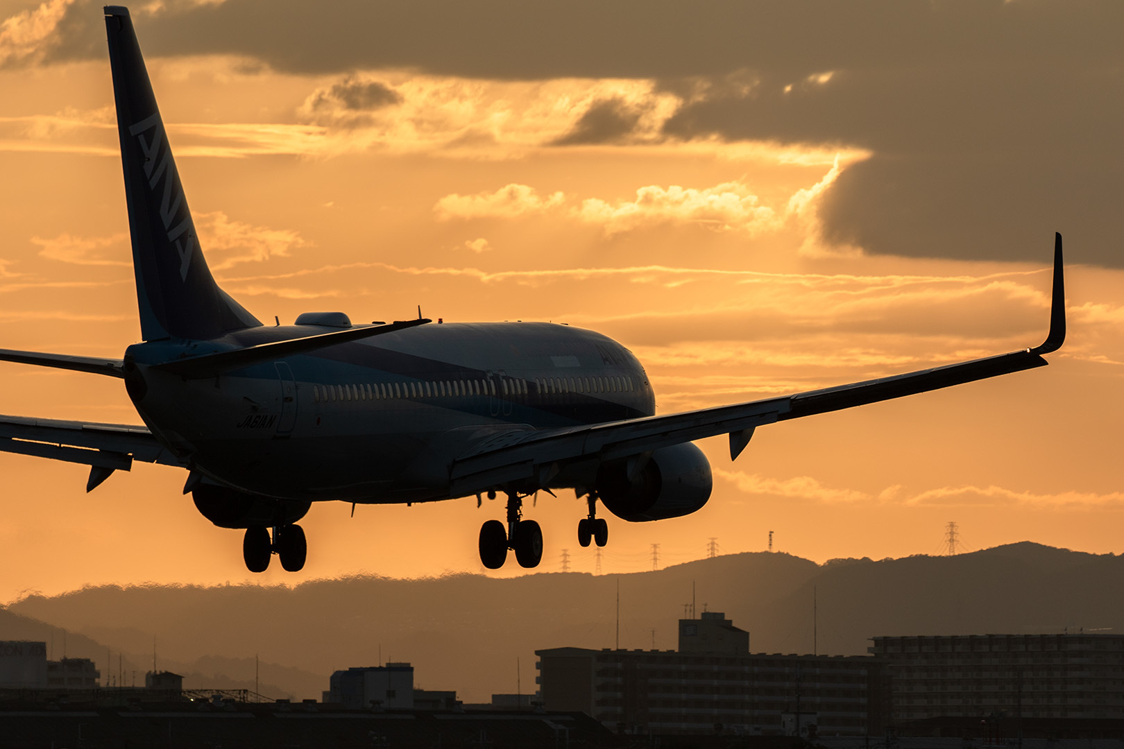 飛行機 夕焼け（大阪空港 千里川）_a0003166_23043149.jpg