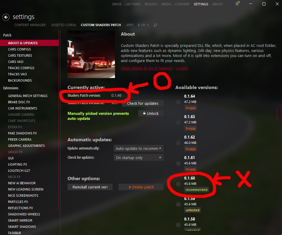 asset corsa のcustom shaders patchのバージョン0.1.60はゲーム終了時にPCが止まる場合がある。0.1.46ならOK（PCによる）_a0003166_23150006.jpg
